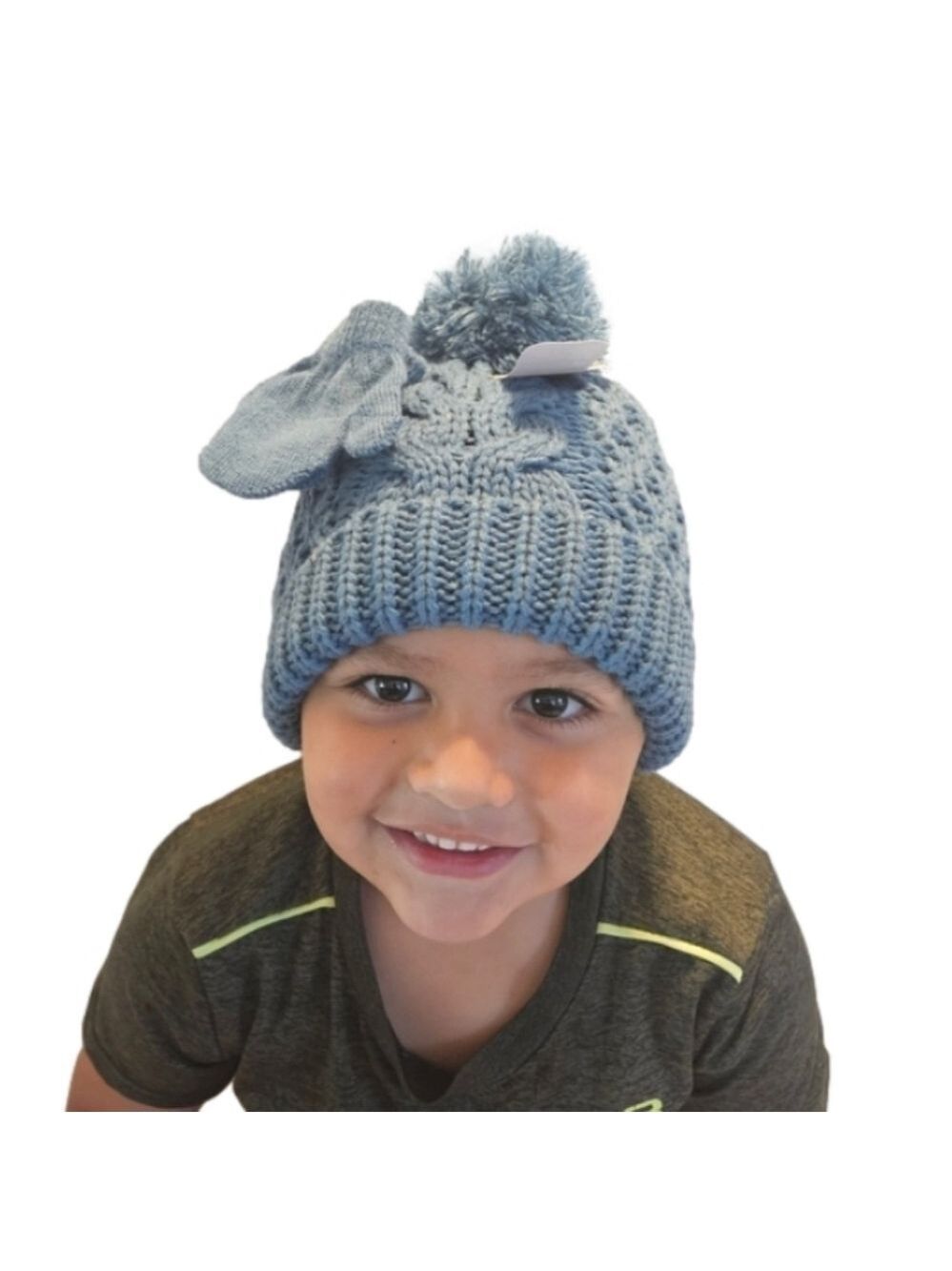 Toby & Me Infant Blue Crochet Beanie and Mittens Set